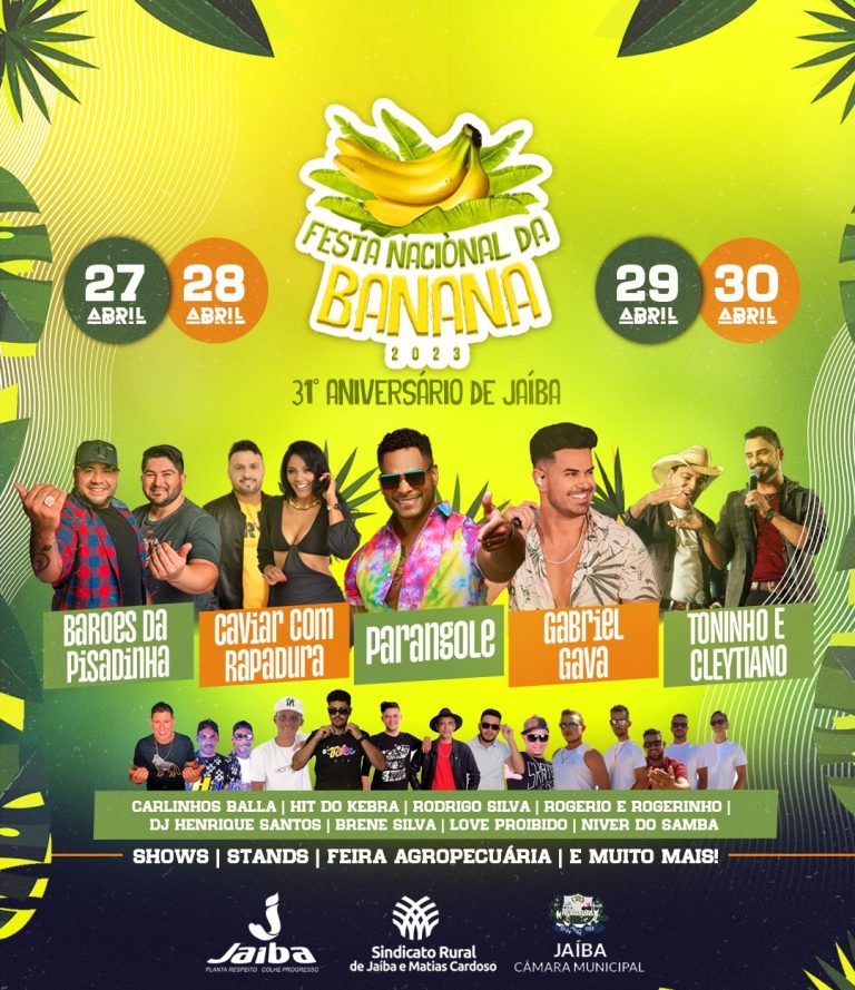 Confira a programação completa da Festa Nacional da Banana 2023